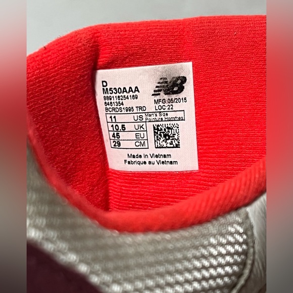 New Balance 530 90s Remix 'Burgundy Orange' Encap M530AAA Mens Size 11 D - Picture 5 of 7